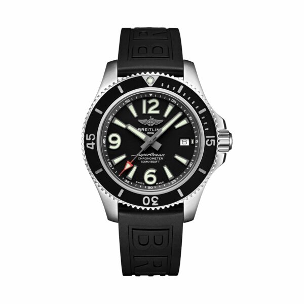 Steel black breitling superocean automatic watch