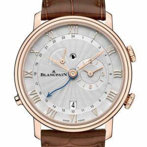 Blancpain Villeret Reveil Gmt Alarm Rose Gold 6640-3642-55B Silver Watch