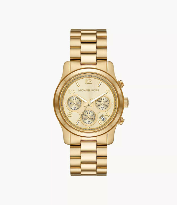 MK7323 - Michael Kors Runway Chronograph Gold-Tone Stainless Steel Watch - Shop Authentic watch(s) from Maybrands - for as low as ₦593000!