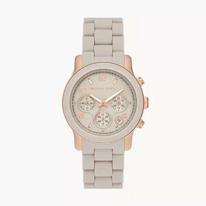 MK7386 - Michael Kors Runway Chronograph Rose Gold-Tone Stainless Steel and Wheat Silicone Watch - Shop Authentic watch(s) from Maybrands - for as low as ₦629500!