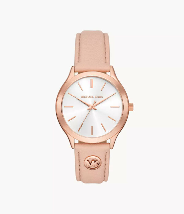 MK7467 Michael Kors Slim Runway Three-Hand Blush Leather Watch - Shop Authentic Watches(s) from Maybrands - for as low as ₦593000!