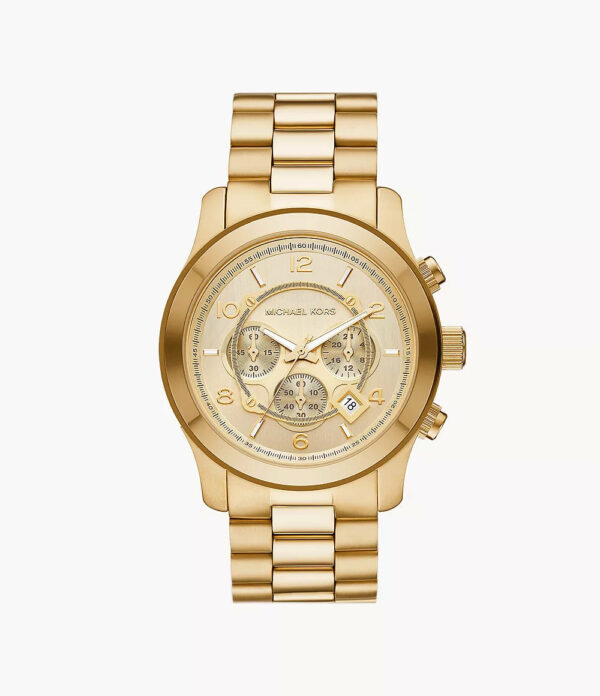 MK9074 - Michael Kors Runway Chronograph Gold-Tone Stainless Steel Watch - Shop Authentic Watches(s) from Maybrands - for as low as ₦539000!