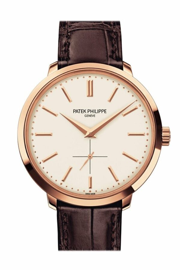 Patek Philippe Calatrava Silver Dial 18K Rose Gold Leather 38Mm Mens Watch 5123R-001