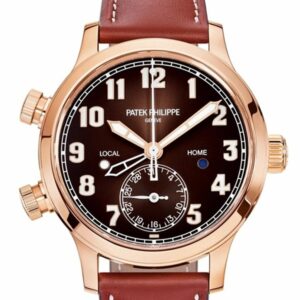 Patek Philippe Calatrava Pilot Travel Time Brown Sunburst Dial Automatic Ladies Watch 7234R-001