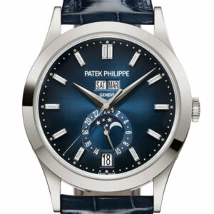 Patek Philippe Complications Annual Calendar Moon Phases White Gold Blue Dial Watch 5396G