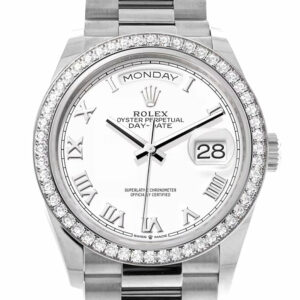 Rolex Day-Date 36 White Dial Diamond Bezel White Gold President Watch 128349RBRRolex Day-Date 36 White Dial Diamond Bezel White Gold President Watch 128349RBR