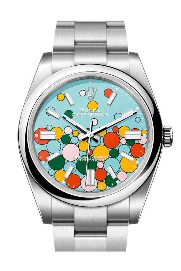 Rolex Oyster Perpetual 41 Turquoise Blue Celebration-motif Dial Stainless Steel Oyster