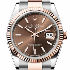 Rolex Datejust 36 Chocolate Dial Fluted Rose Gold Two Tone Oyster Watch 126231