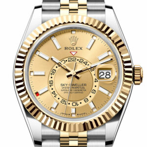 Rolex Sky Dweller 42 Champagne Dial Yellow Gold Stainless Steel Jubilee Mens Watch 336933