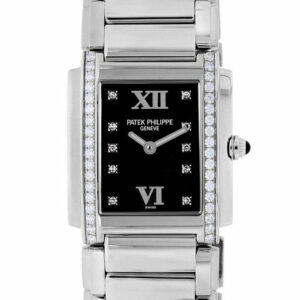 Patek Philippe Twenty-4 Black Dial Steel Diamond Ladies Watch 4910/10A-001