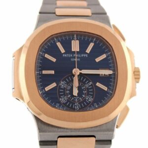 Patek Philippe Nautilus Mechanical Blue Dial Stainless Steel And 18Kt Rose Gold Mens Watch