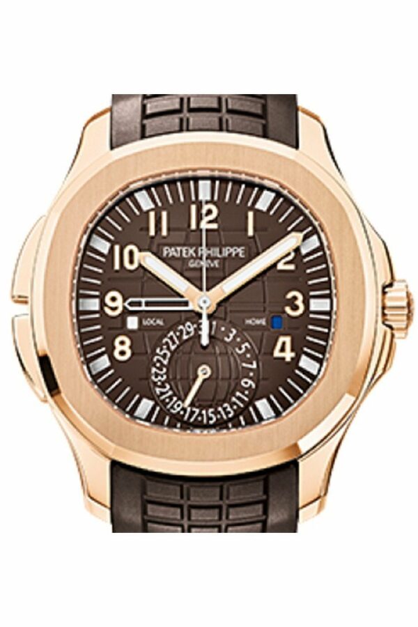 Patek Philippe Aquanaut Brown Embossed Arabic Dial Rose Gold Composite Mens Watch 5164R-001