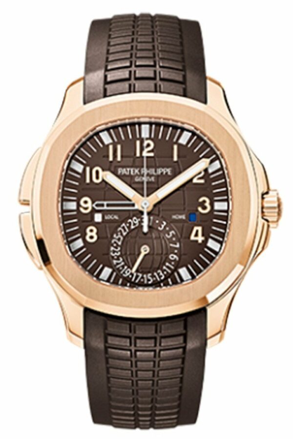 Patek Philippe Aquanaut Brown Embossed Arabic Dial Rose Gold Composite Mens Watch 5164R-001