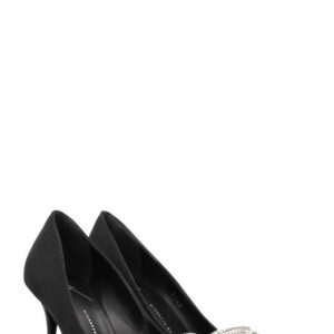 GIUSEPPE ZANOTTI Rhinestone Bow Heels Satin Black