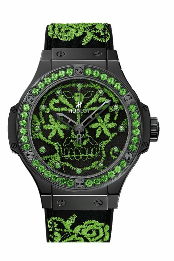 Hublot Big Bang 41Mm Broderie Sugar Skull Fluo Malachik Green Watch 343.cg.6590.nr.1222 Green