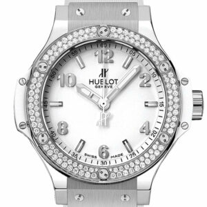 Hublot Big Bang White Dial Diamond Bezel Rubber Unisex 38Mm Watch 361.se.2010.rw.1104