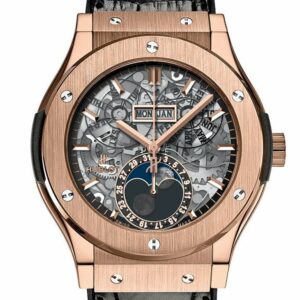 Hublot Classic Fusion Hand Wind Skeleton Dial Black Leather Mens Watch 517.ox.0180.lr