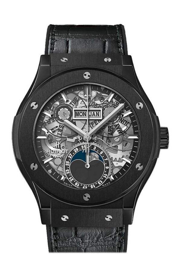 Hublot Classic Fusion Aerofusion Moonphase Black Magic Automatic Silver Dial Mens Watch