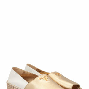 PRADA Peep toe Espadrilles Gold White