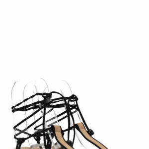 CHANEL Lace Up Heel Sued Beige Black