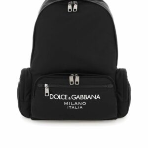 Nylon Backpack With Rubberized Lettering Logo 0