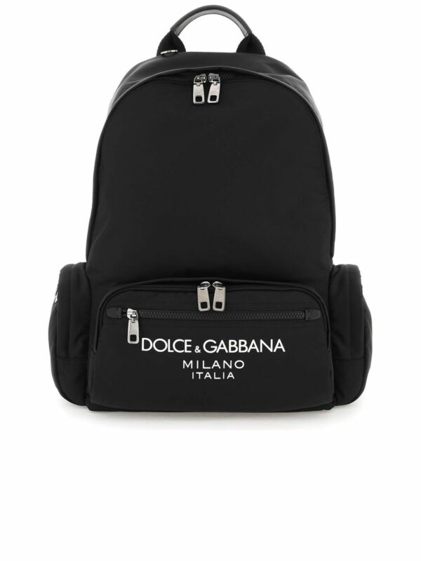 Nylon Backpack With Rubberized Lettering Logo 0