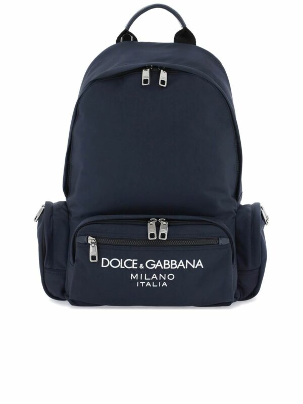 Nylon Backpack With Rubberized Logo 0