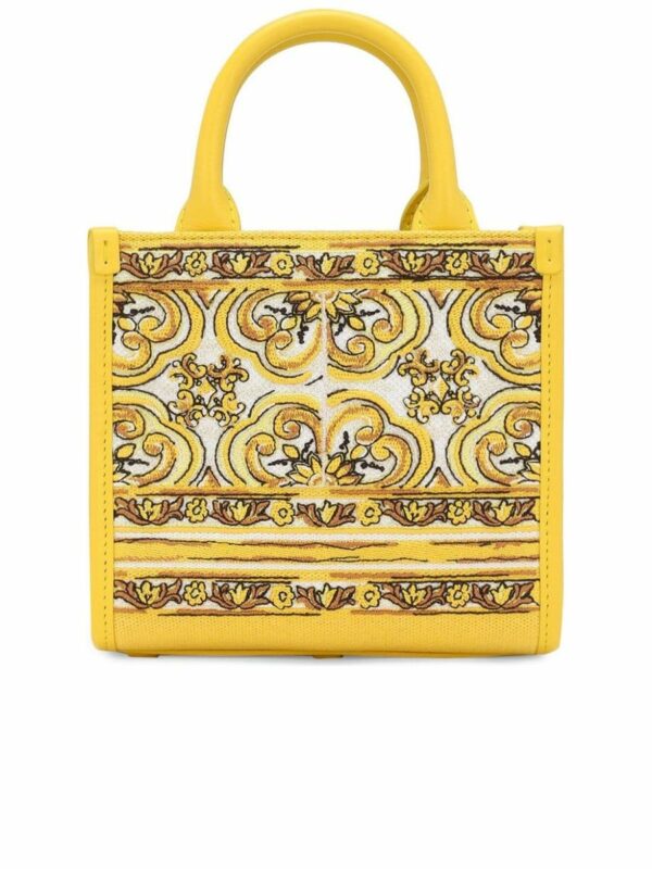 Majolica Canvas Leather Trim Shoulder Bag 4