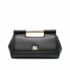 Grained Texture Logo Clutch With Cutout Handle 0