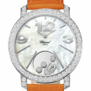 Chopard Happy Diamonds Mother Of Pearl Dial 18Kt White Gold Diamond Leather Ladies Watch 207450-1005