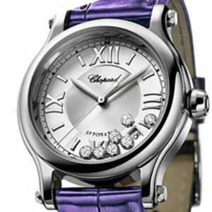 Chopard Happy Sport Round Chronograph In Steel Blue Crocodile Leather Strap With Dial 288269-3004