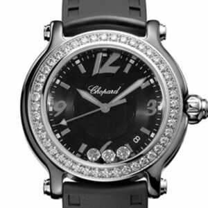 Chopard Happy Sport Black Dial Ceramic Diamond Ladies Watch 288507-9003