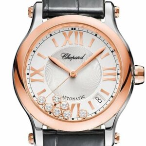 Chopard Happy Sport 36Mm 18Kt Rose Gold & Stainless Steel Automatic Ladies Watch 278559-6001 Silver