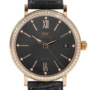 Iwc Portofino Anthracite Dial Diamond Automatic 37Mm Mens Watch Iw458108 Black