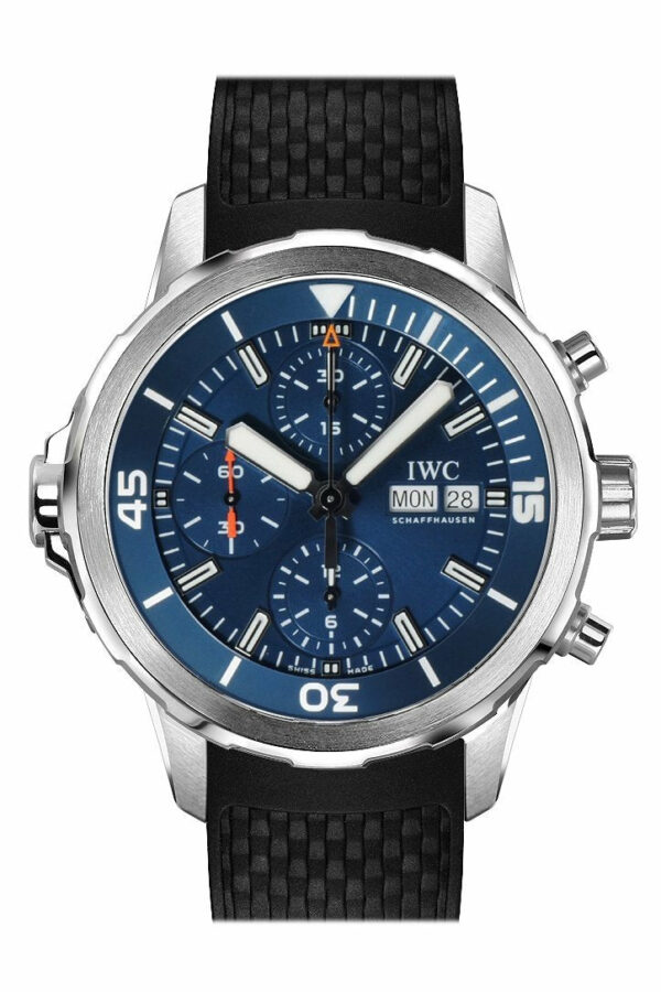 Iwc Aquatimer Chronograph Blue Dial Black Rubber Mens Watch Iw376805