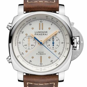 Panerai Luminor Flyback Chrono Brown Leather White Dial Watch Pam00654