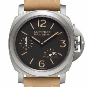 Panerai Luminor 8 Day Beige Leather Black Dial Watch Pam00797