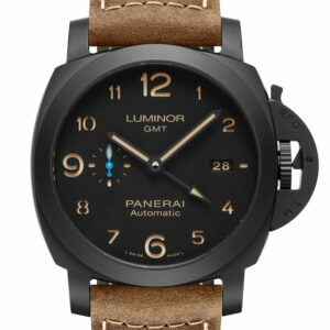 Panerai Luminor Ceramica Brown Leather Black Dial Watch Pam01441