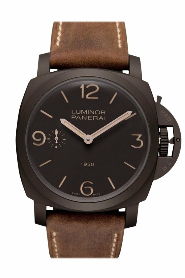 Panerai Luminor 1950 3 Days Composite 47Mm Brown Dial Mens Watch Pam00375 Black