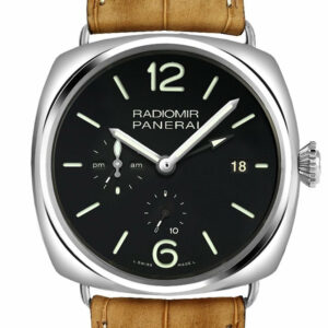 Panerai Radiomir 10 Days Gmt Black Dial Brown Leather Strap Mens Watch Pam00323