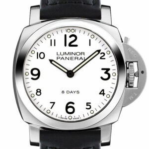 Panerai Luminor Base 8 Days Acciaio Mechanical Black Dial 44Mm Mens Watch Pam00561 White