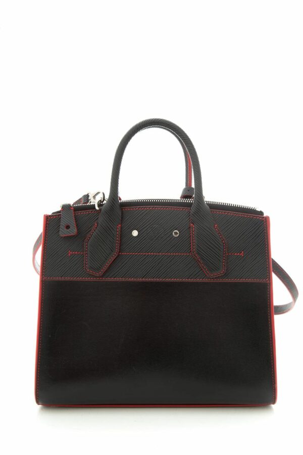 LV Black City Steamer Smooth Calfskin & Epi Leather Handbag - Image 3