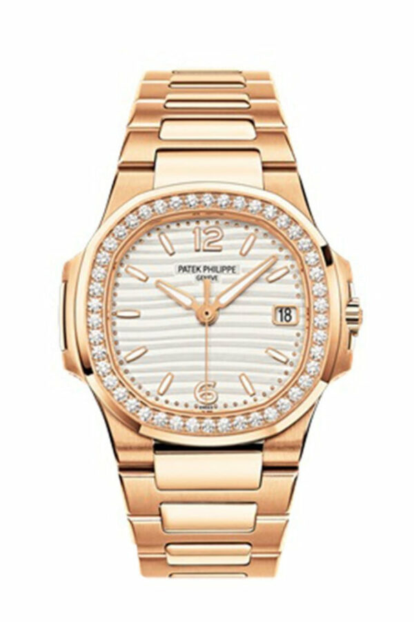 Patek Philippe Nautilus 18Kt Rose Gold White Dial 32Mm Diamond Ladies Watch 7010-1R-011