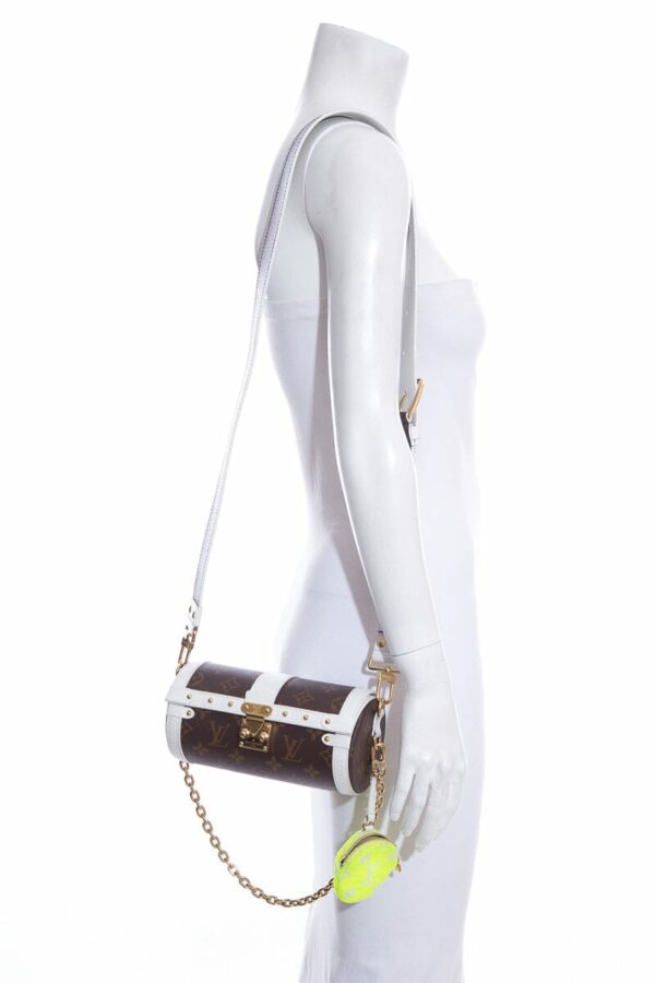 LV White & Brown Papillon Trunk Handbag