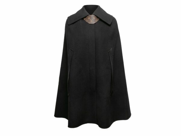 Black LV Wool Cape Size EU 36 - Image 2