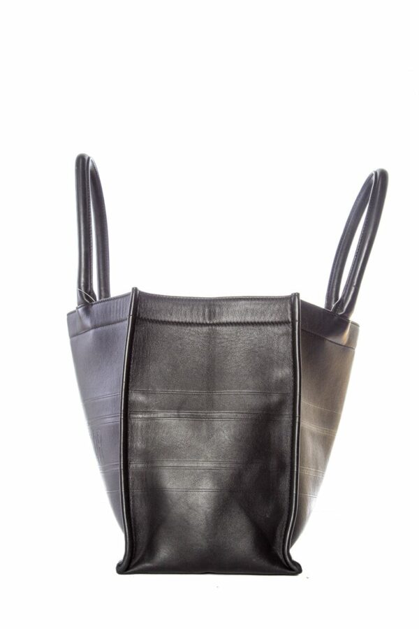 Christian Dior Black Leather Embossed Logo Tote - Image 2