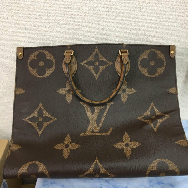 LV On The Go MM Coated Canvas Tote Bag,Brown - Image 2