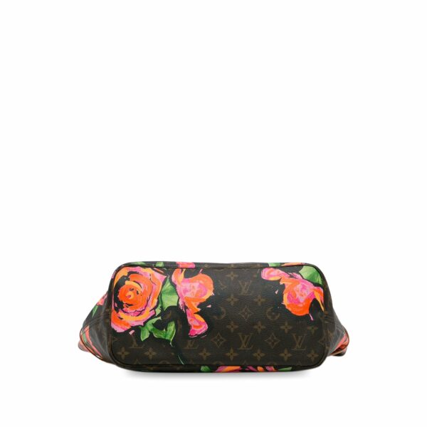 Brown LV Monogram Roses Neverfull MM Tote Bag - Image 5