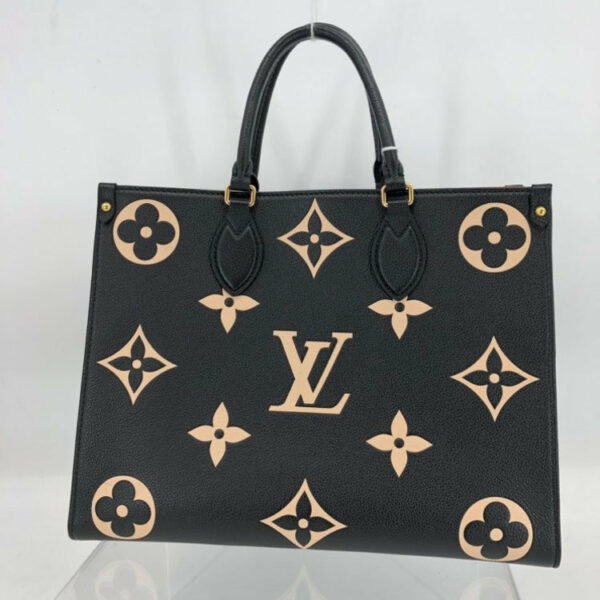 LV OnTheGo MM Tote Bag, Black, Leather