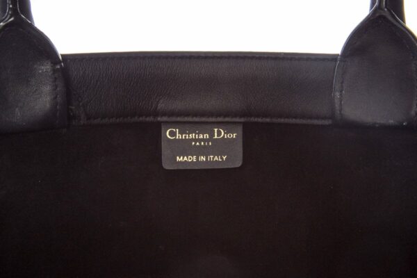 Christian Dior Black Leather Embossed Logo Tote - Image 6